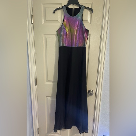 MASON by Michelle Mason Purple Iridescent Lambskin Leather and Silk Gown - Picture 2 of 11